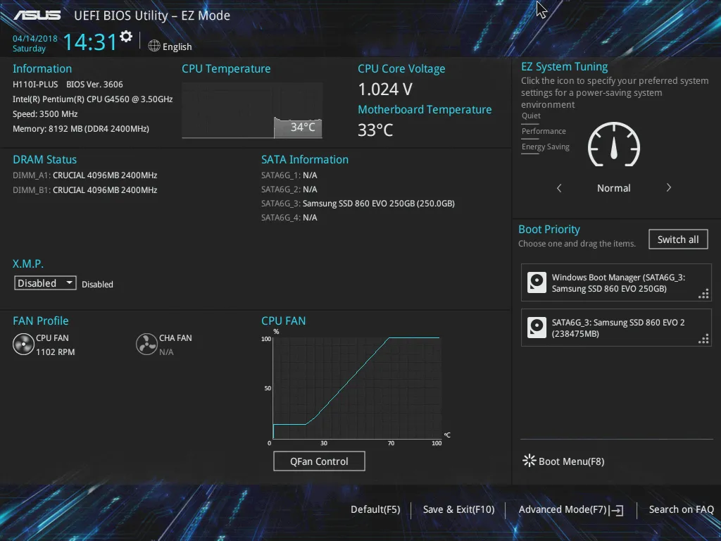 Asus UEFI Screen